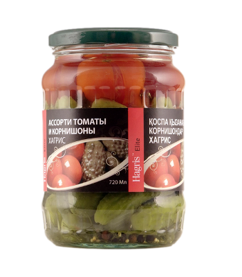 Assorted cherry tomatoes + gherkins